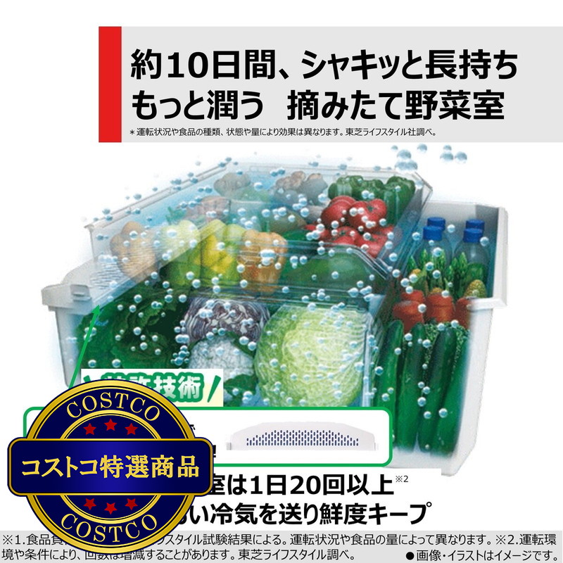 (コストコ) 東芝 551L 冷蔵庫 GR-W550FZ - 画像 (3)