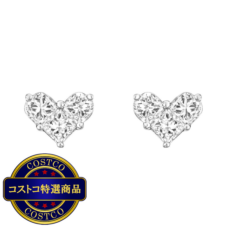 (コストコ) 18K ホワイトゴールド 0.52カラット プリンセスカット ダイヤモンド ピアス
