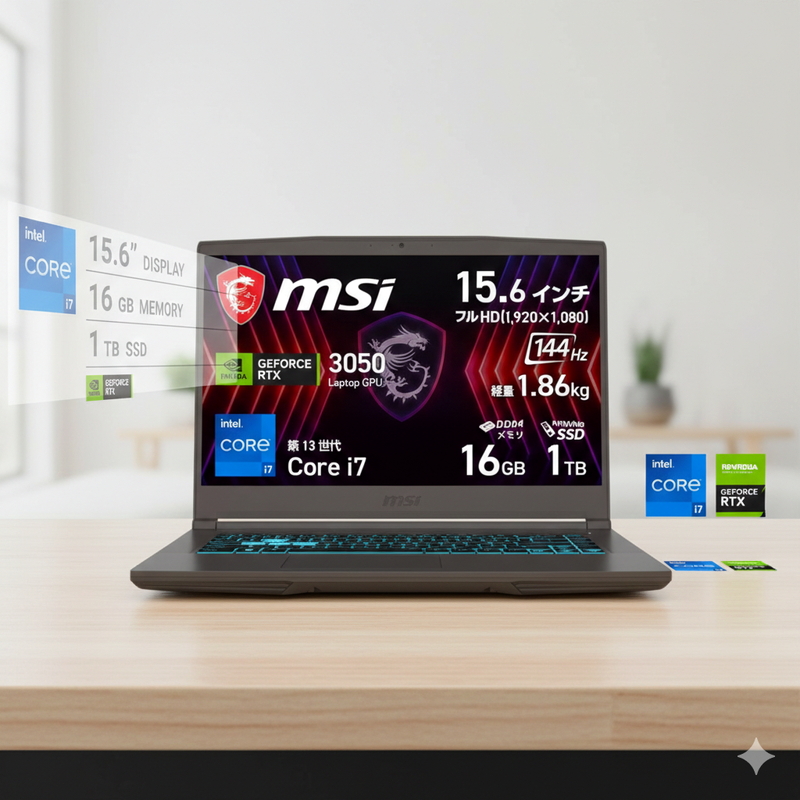 (コストコ) MSI ゲーミングノートPC/Thin/15.6型/intel Core i7/メモリ16GB/SSD 1TB/ブラック/Thin-15-B13UDX-5329JP