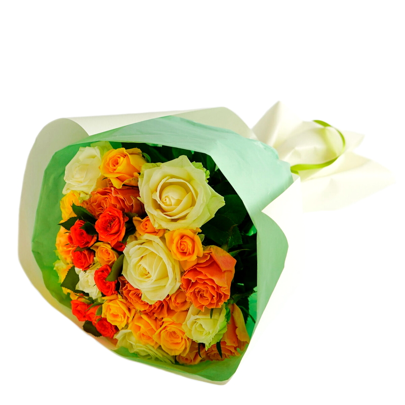 (コストコ) グラデーション ローズ ブーケ 24本束 ホワイト&イエロー - 画像 (2)