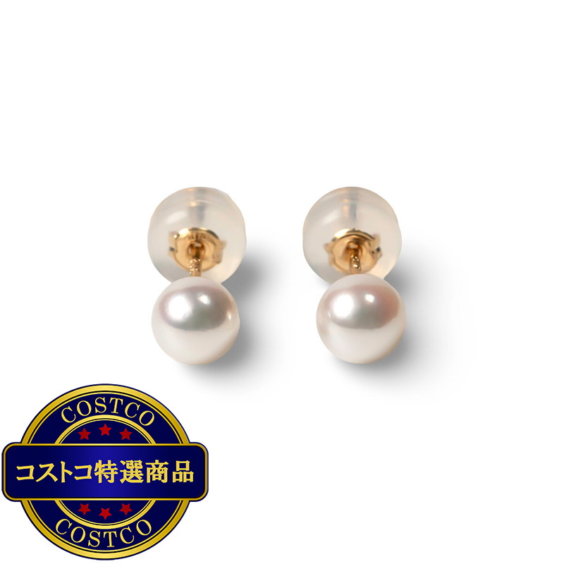 (コストコ) 18K イエローゴールド アコヤパール ピアス 4.5mm