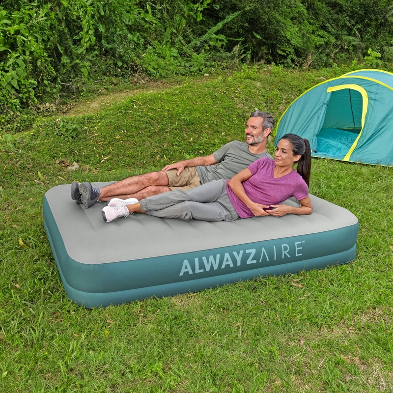 (コストコ) BESTWAY エアーマット 2.03m x 1.52m x 36cm グレー&コバルトグリーン - 画像 (2)
