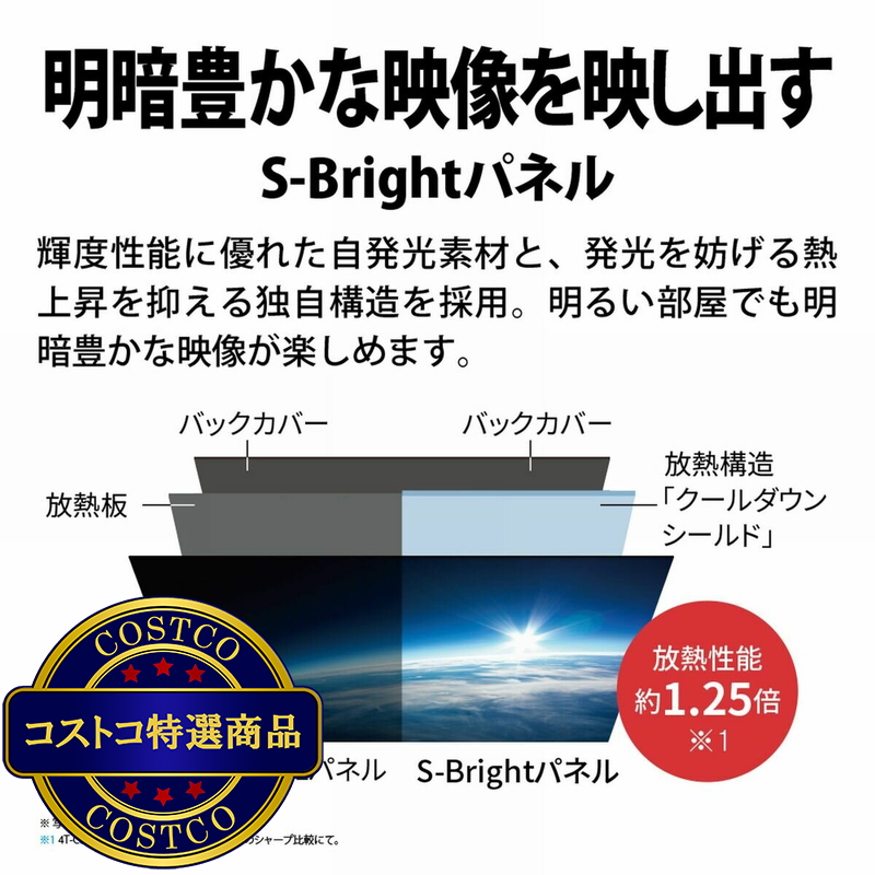 (コストコ) シャープ アクオス 65インチ 4K有機ELテレビ 4T-C65FQ1 - 画像 (3)