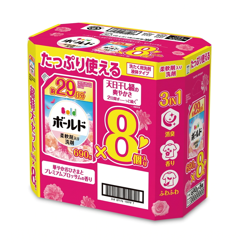 (コストコ) ボールド 柔軟剤入り 洗濯洗剤 液体 華やかおひさまとプレミアムブロッサムの香り 詰め替え 690g x 8個入り