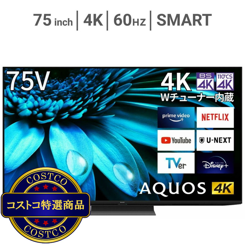 (コストコ) シャープ アクオス 75インチ 4K HDR液晶テレビ 4T-C75EL1 TV