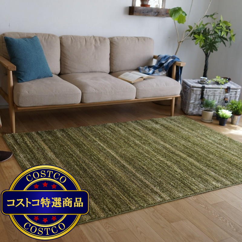 (コストコ)スミノエ 防炎・防音ラグ リュストル 261cm x 352cm モスグリーン